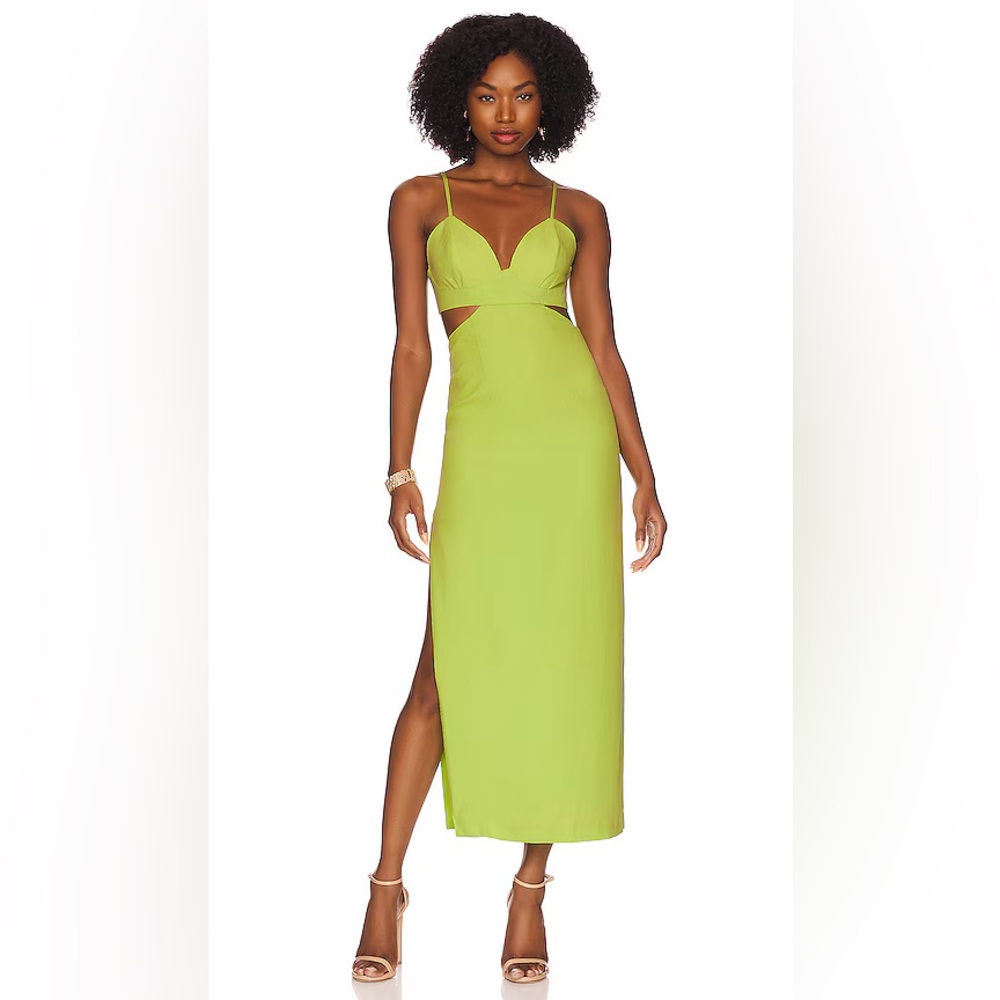 NWT Bardot X Revolve Cut Out Slit Midi Dress in Lime